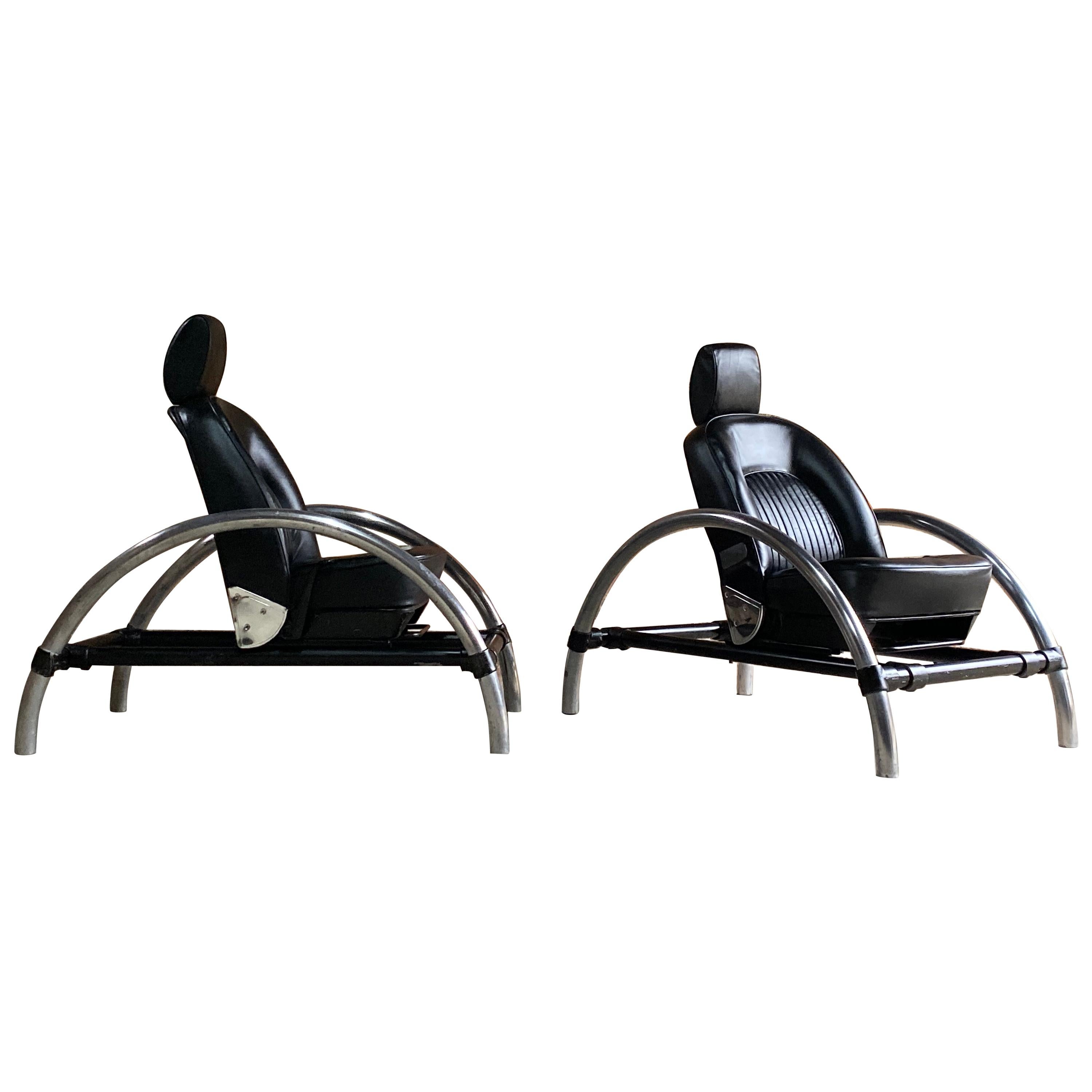 Ron Arad Rover Chairs Pair by One Off Ltd, circa 1981