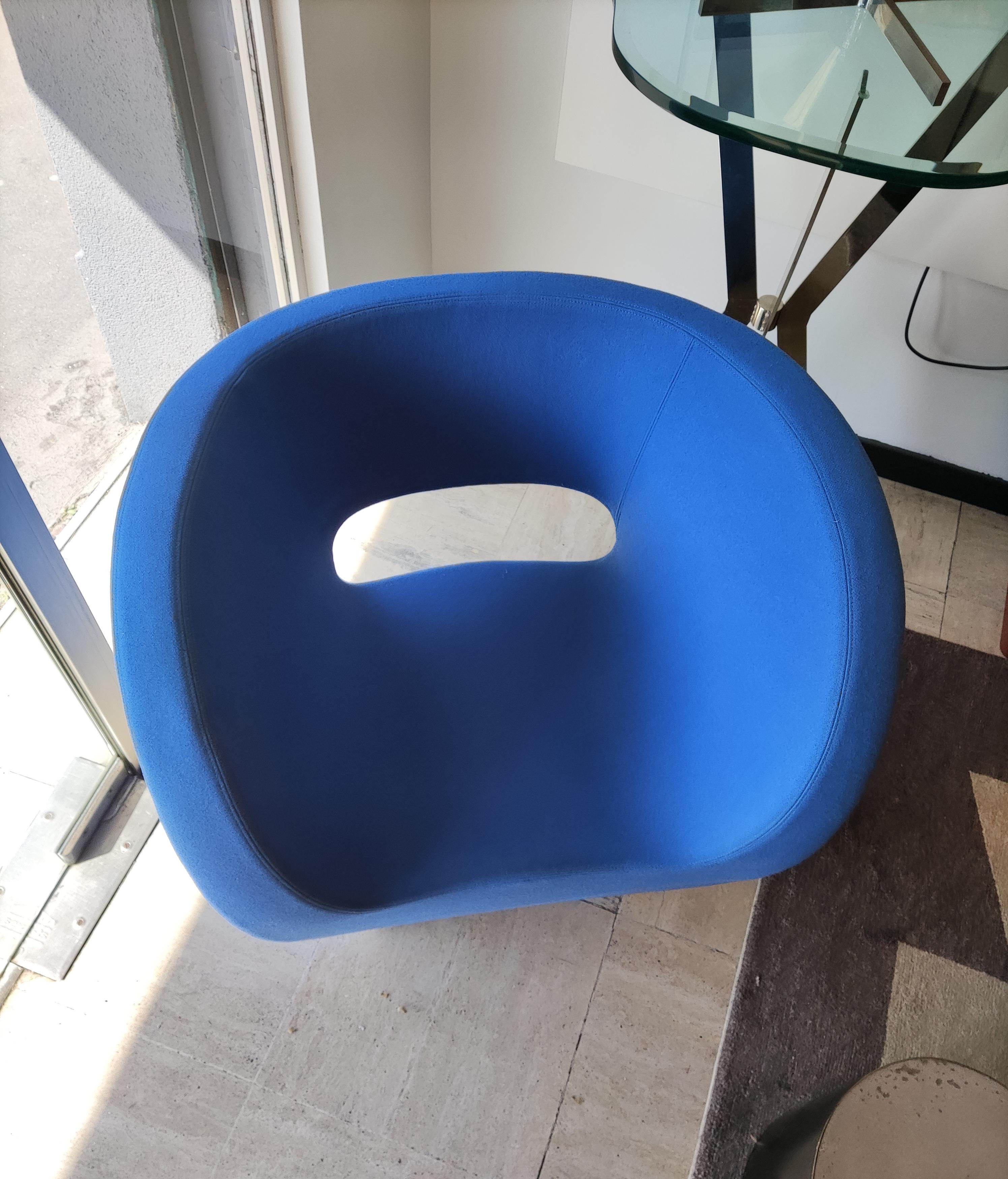 Ron Arad, Victoria and Albert Moroso armchair, blue wool cover.