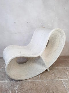 Ron Arad White Painted Rattan and Bamboo Lounge Chair