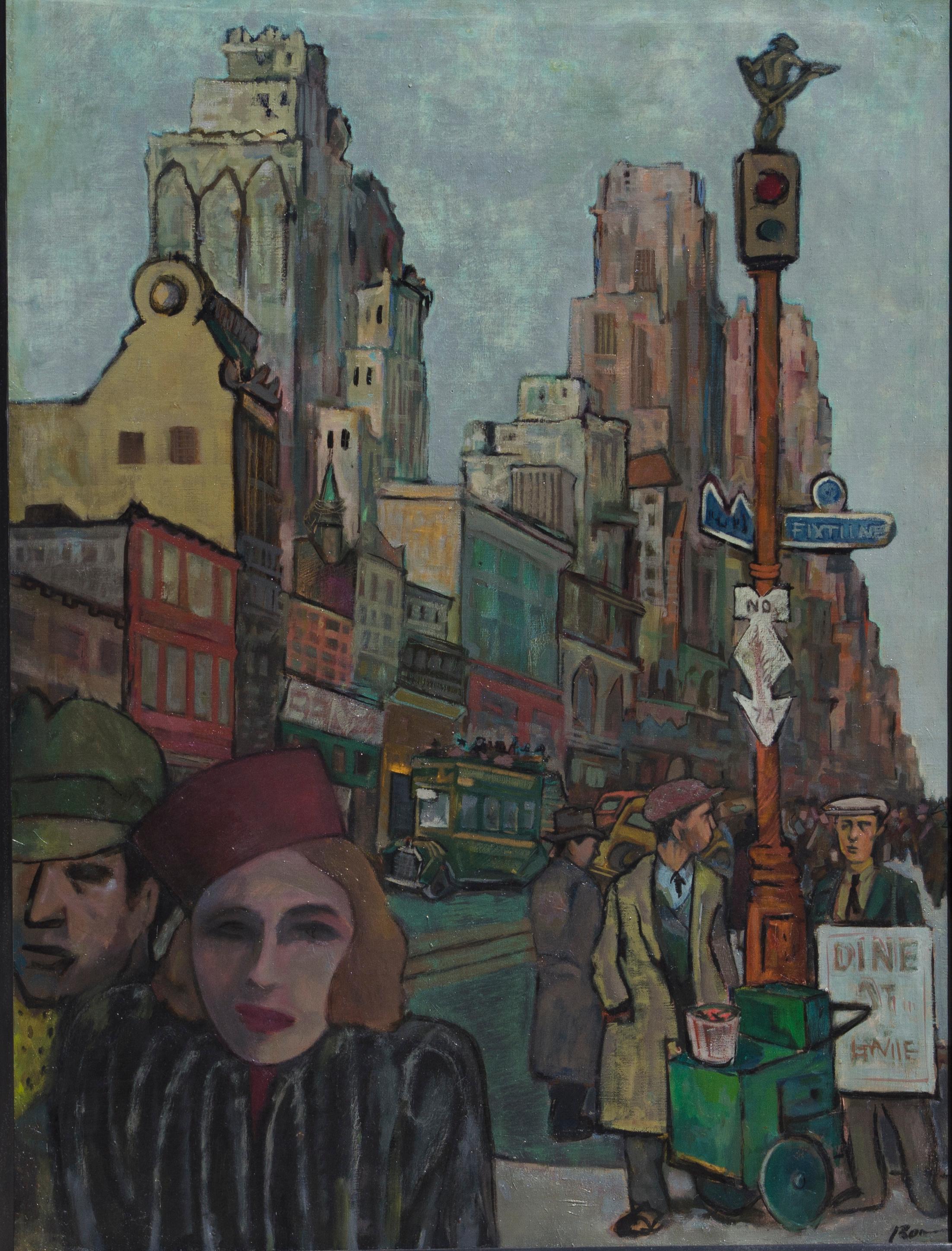 Figurative Painting di Ron Blumberg - Via della città: Quinta Strada