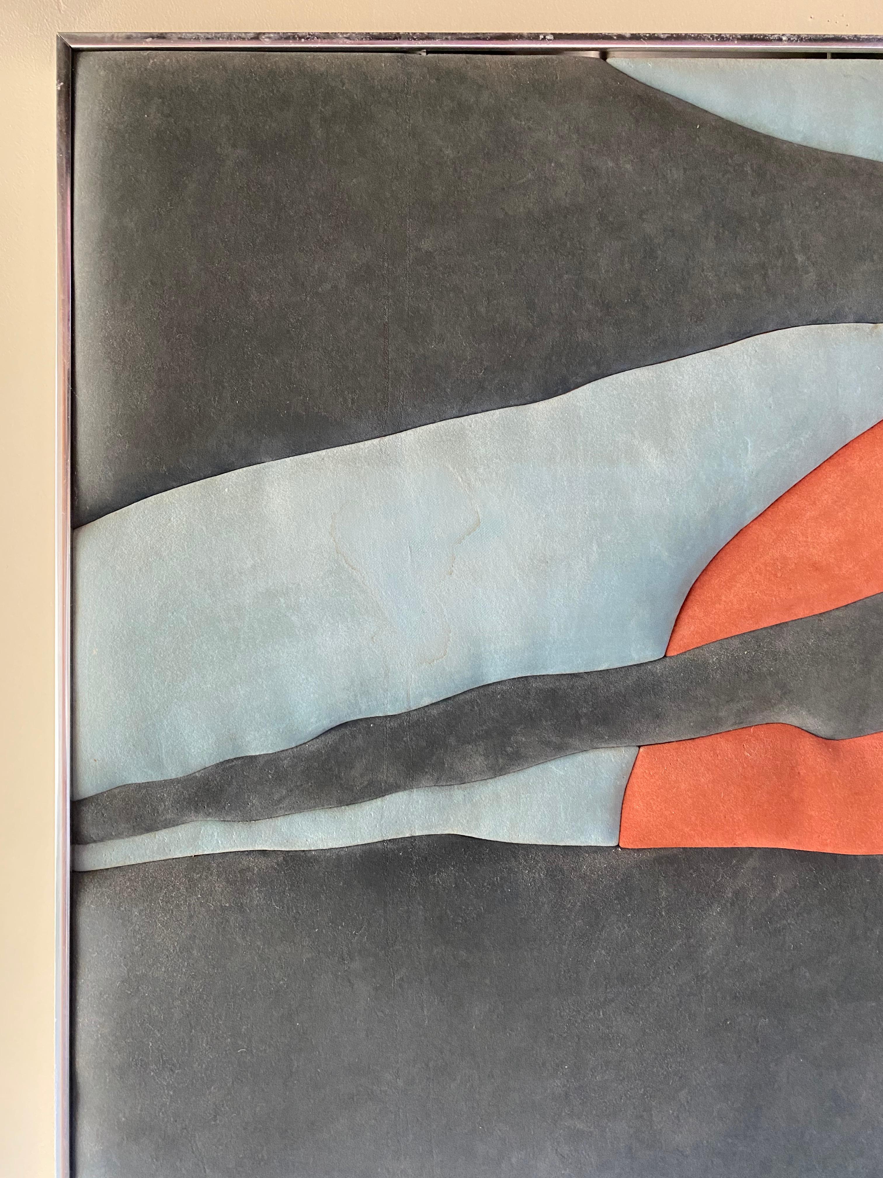 Mid-Century Modern Ron Brejtfus Ultrasuede Sunset Art