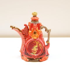 Ceramic Avant-Garde Red Churrigueresque Teapot