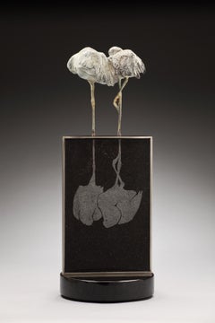 Night and Day: Cranes, 35"high mixed media sculpture