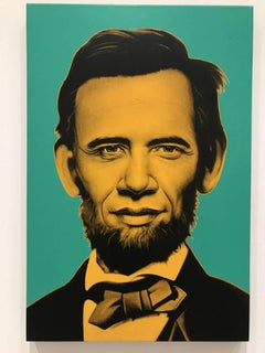 Abraham Obama (orange and green on canvas)