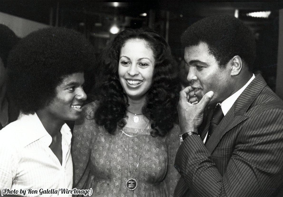 Ron Galella Black and White Photograph - "Michael Jackson , Mohamed Ali and wife Veronica" NYC 1977