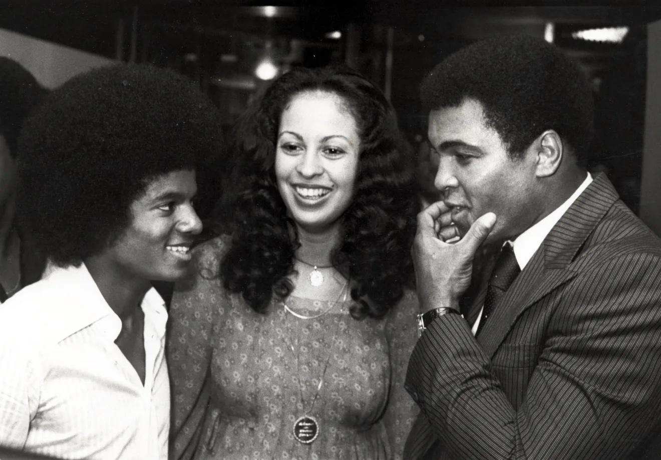 Ron Galella Black and White Photograph - RON GALELLA - Michael Jackson &Muhammad Ali and wife, Veronica Parker Ali 1977