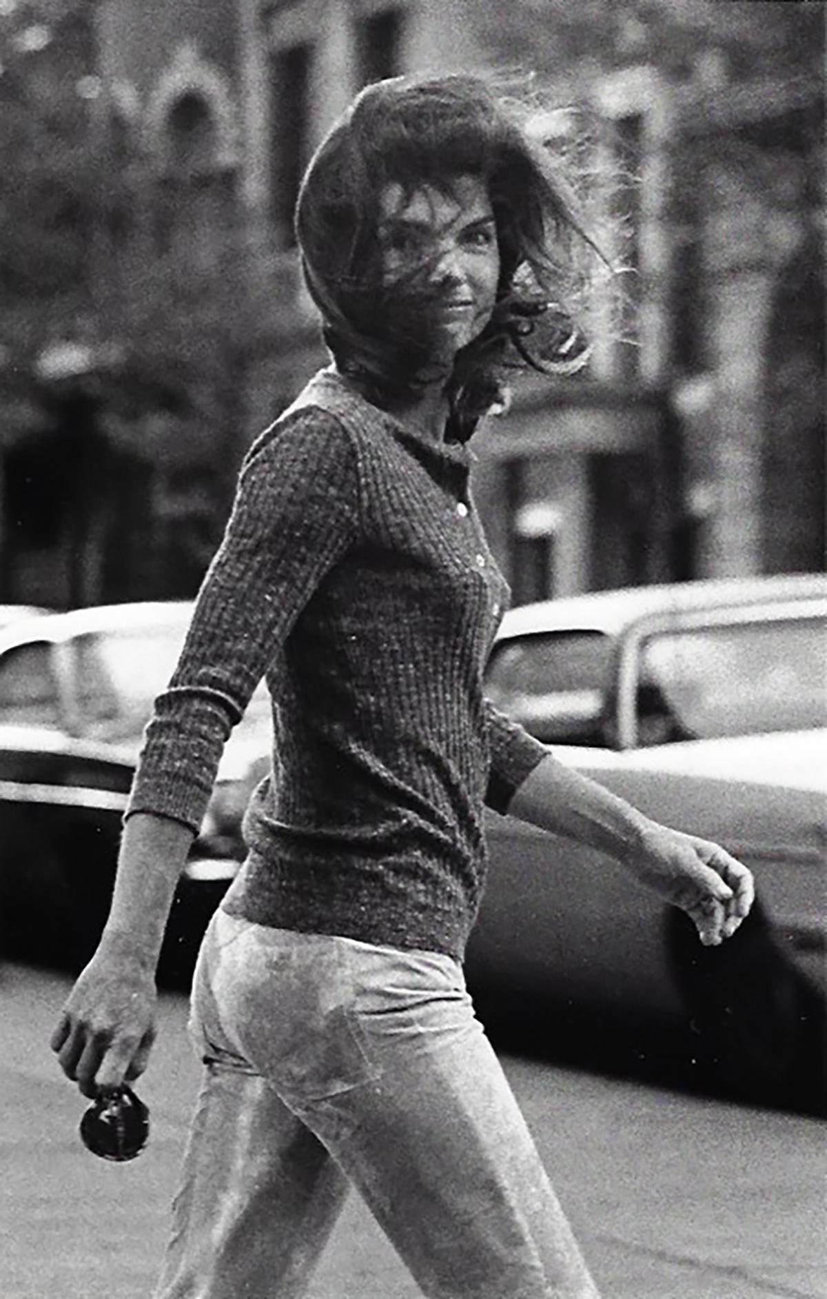 Ron Galella Portrait Photograph - Windblown Jackie, New York, 1971