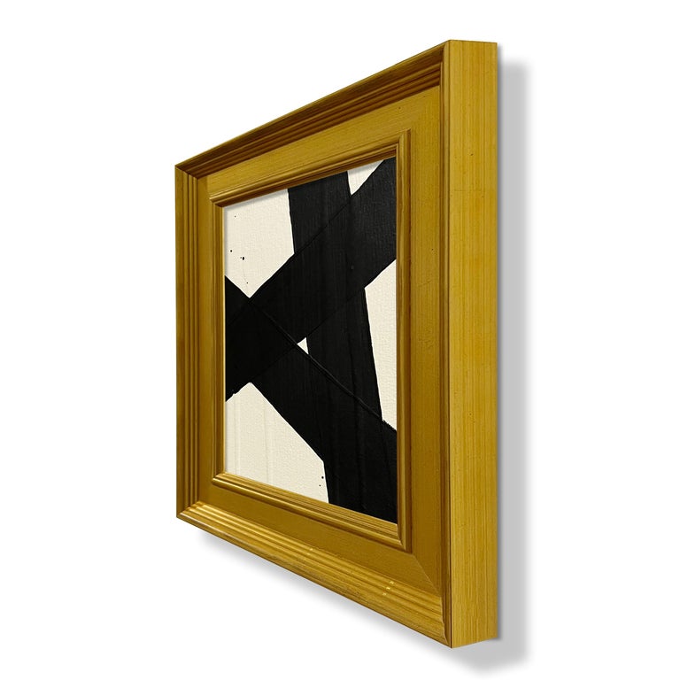 Ron Giusti Ron Giusti Mini Abstract Cream Black Acrylic Painting at 1stDibs