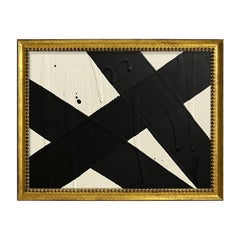 Ron Giusti Mini Abstract Cream Black Acrylic Painting