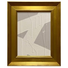 Ron Giusti Mini Abstract Taupe Cream Acrylic Painting