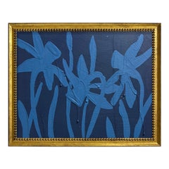 Ron Giusti Mini Daffodil Navy Cerulean Acrylic Painting