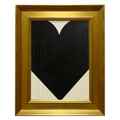 Ron Giusti Mini Heart Cream Black Acrylic Painting
