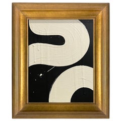 Ron Giusti Mini Hebi, Acrylgemälde in Schwarz und Creme, Ron Giusti