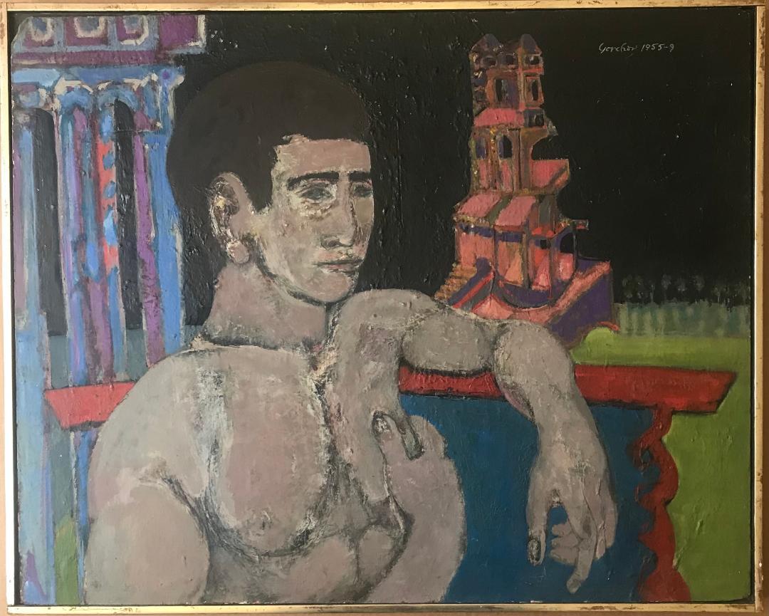Ron Gorchov Mid Century Modern Self Portrait Signed painting abstract figuration For Sale 1