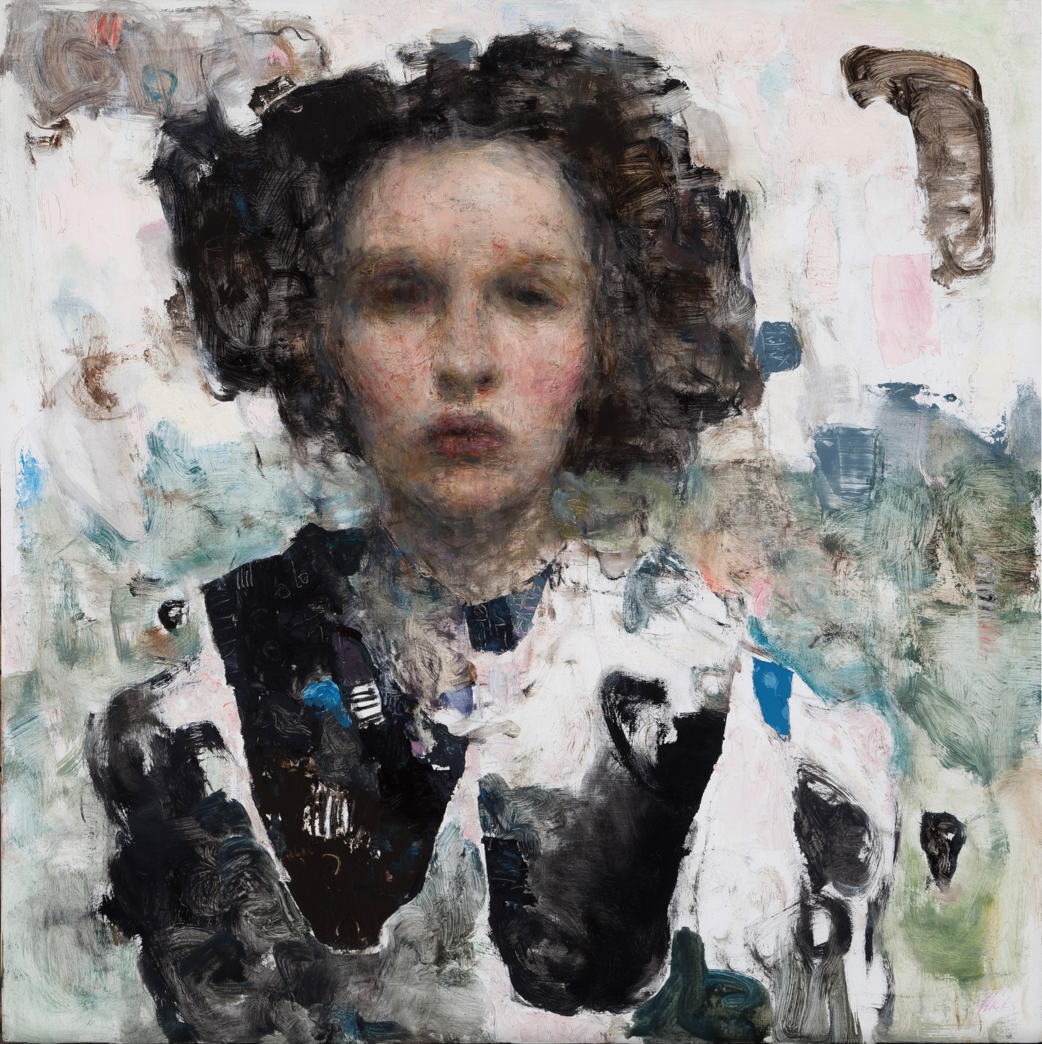 "Esencia de" (2025) de Ron Hicks, Pintura al óleo original de retrato abstracto