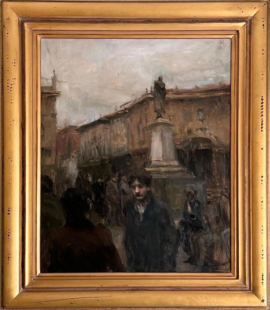 Une journée grise à Milan - Painting de Ron Hicks