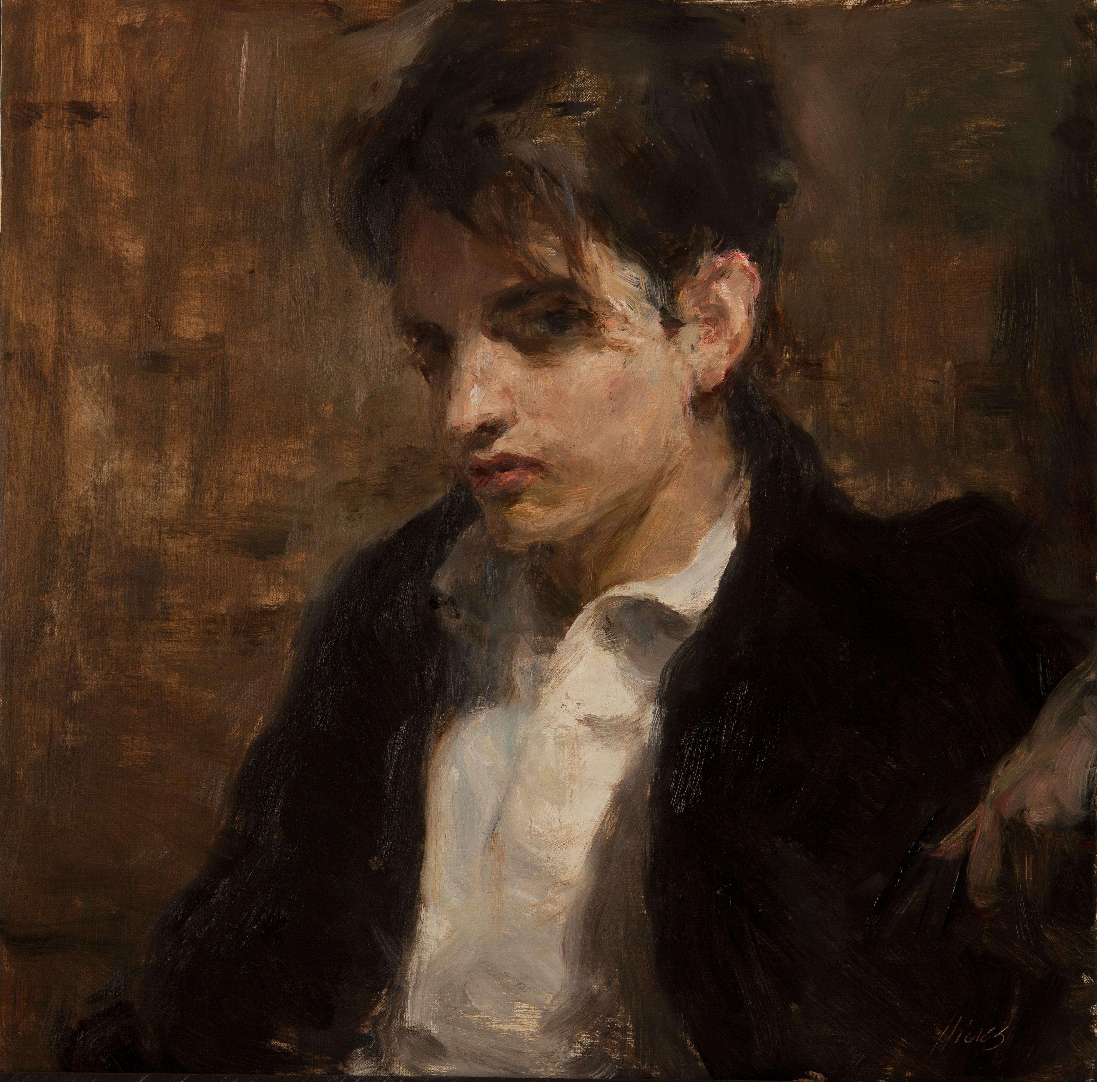 Ron Hicks Portrait Painting - "The Bazaar Contemplator" Oil Painting