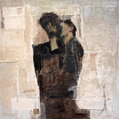 "The Embrace II" (2018) Portrait abstrait original et peinture à l'huile