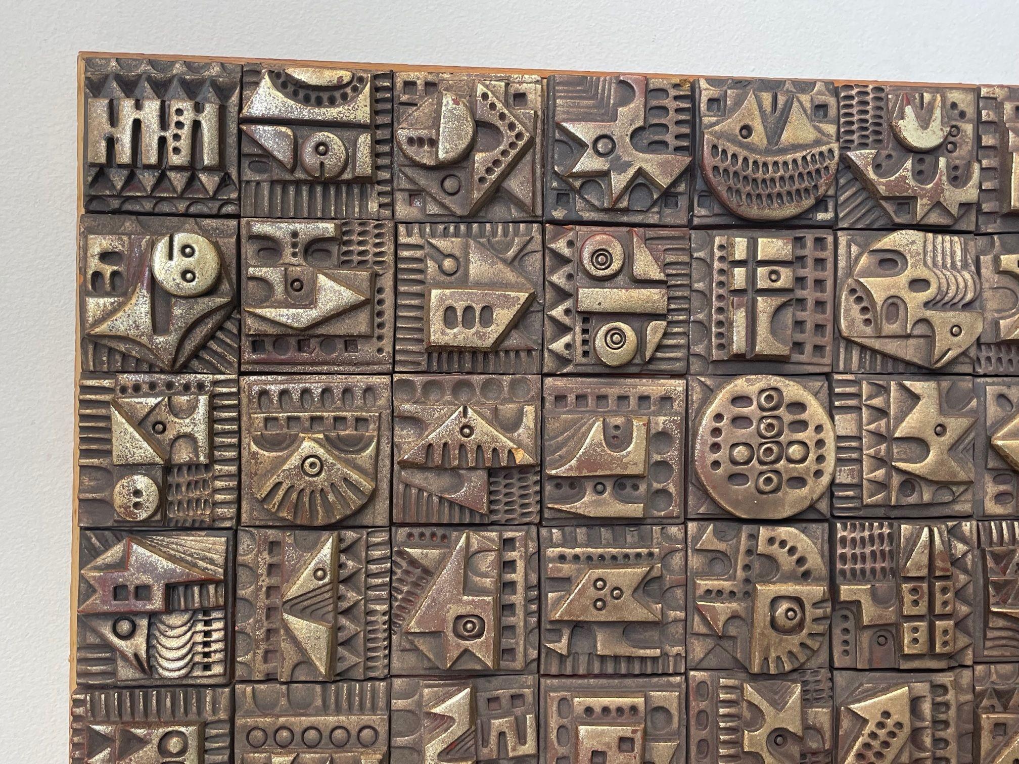 Ron Hitchins Orignal Sculpture Comprised of 104 Unique Handmade Terracotta Tiles 8
