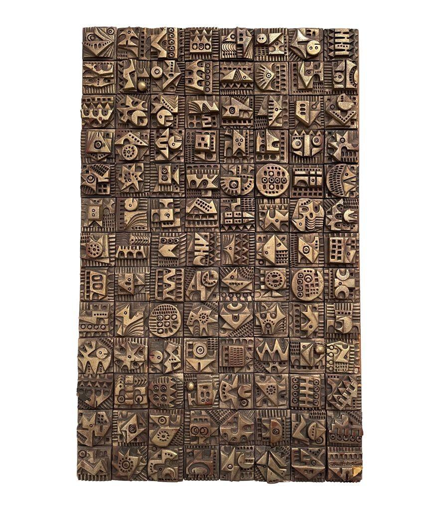 Ron Hitchins Orignal Sculpture Comprised of 104 Unique Handmade Terracotta Tiles 1