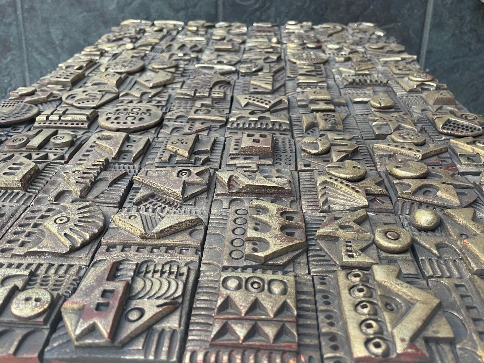Ron Hitchins Orignal Sculpture Comprised of 104 Unique Handmade Terracotta Tiles 4