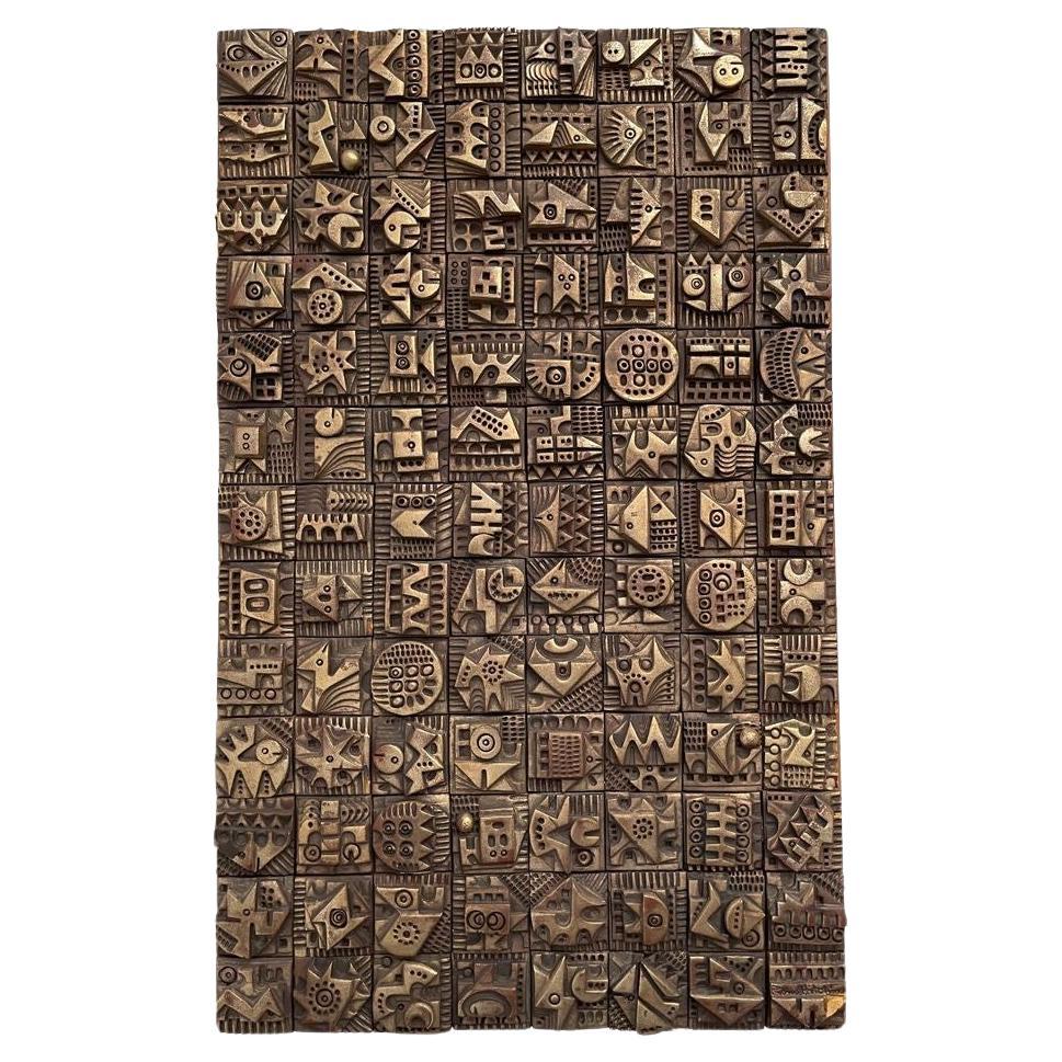 Ron Hitchins Orignal Sculpture Comprised of 104 Unique Handmade Terracotta Tiles