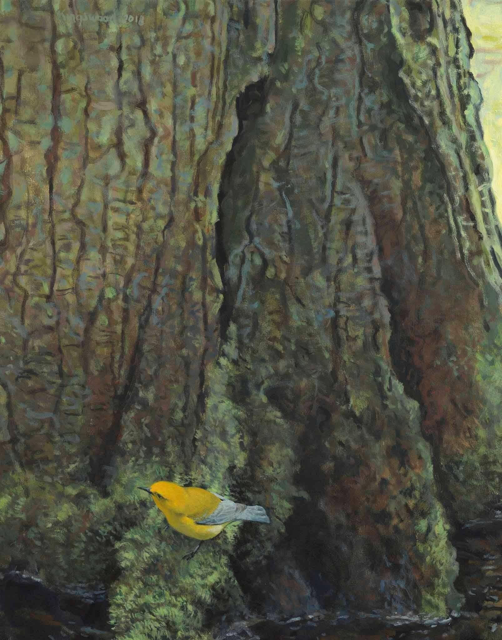 Ron Kingswood Landscape Painting - Spring - Prothonotary Warbler