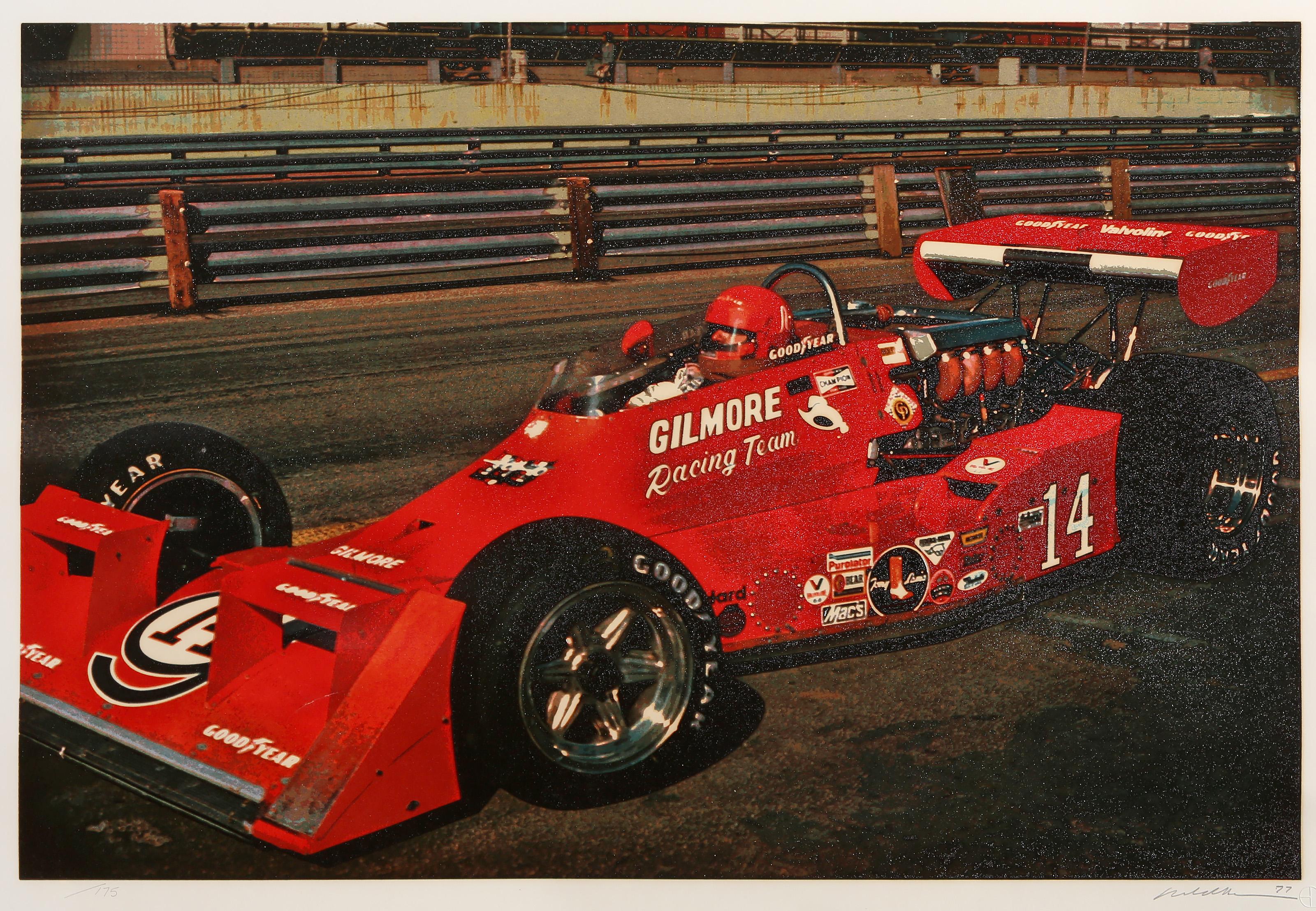  Ron Kleemann, Americano (1937 - 2014) -  AJ Foyt Cartwheel, Anno:  1977, Medio:  Serigrafia, firmata, numerata e datata a matita, Edizione:  175, Dimensioni immagine:  20 x 29,75 pollici, Dimensioni:  25 x 35 pollici (63,5 x 88,9 cm), Editore: 
