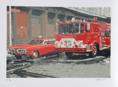 Vintage Fire Engine, FNDY, Photorealist Silkscreen by Ron Kleemann