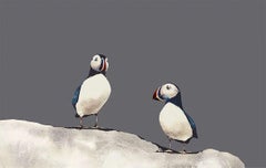 Lunga Puffins - Signed, Limited Edition Print, Landscape by Ron Lawson