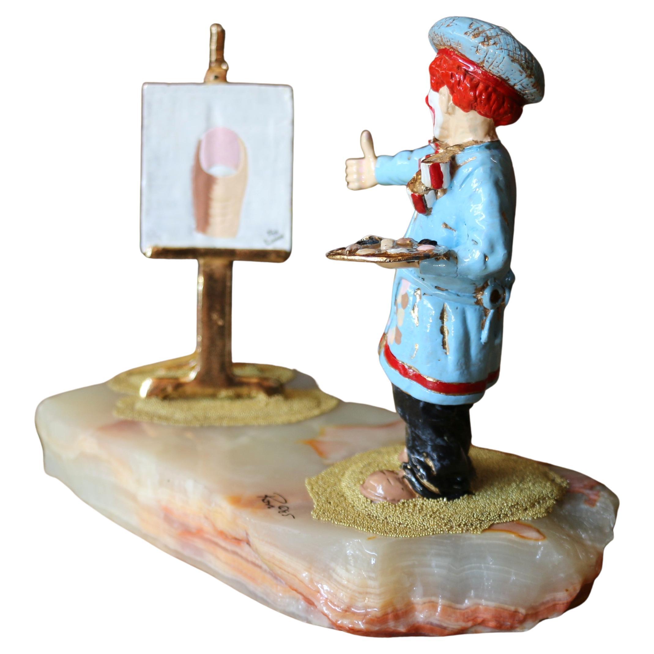 Ron Lee Clown "Painter Thumbs Up" Figurine / Sculpture, 1985 For Sale