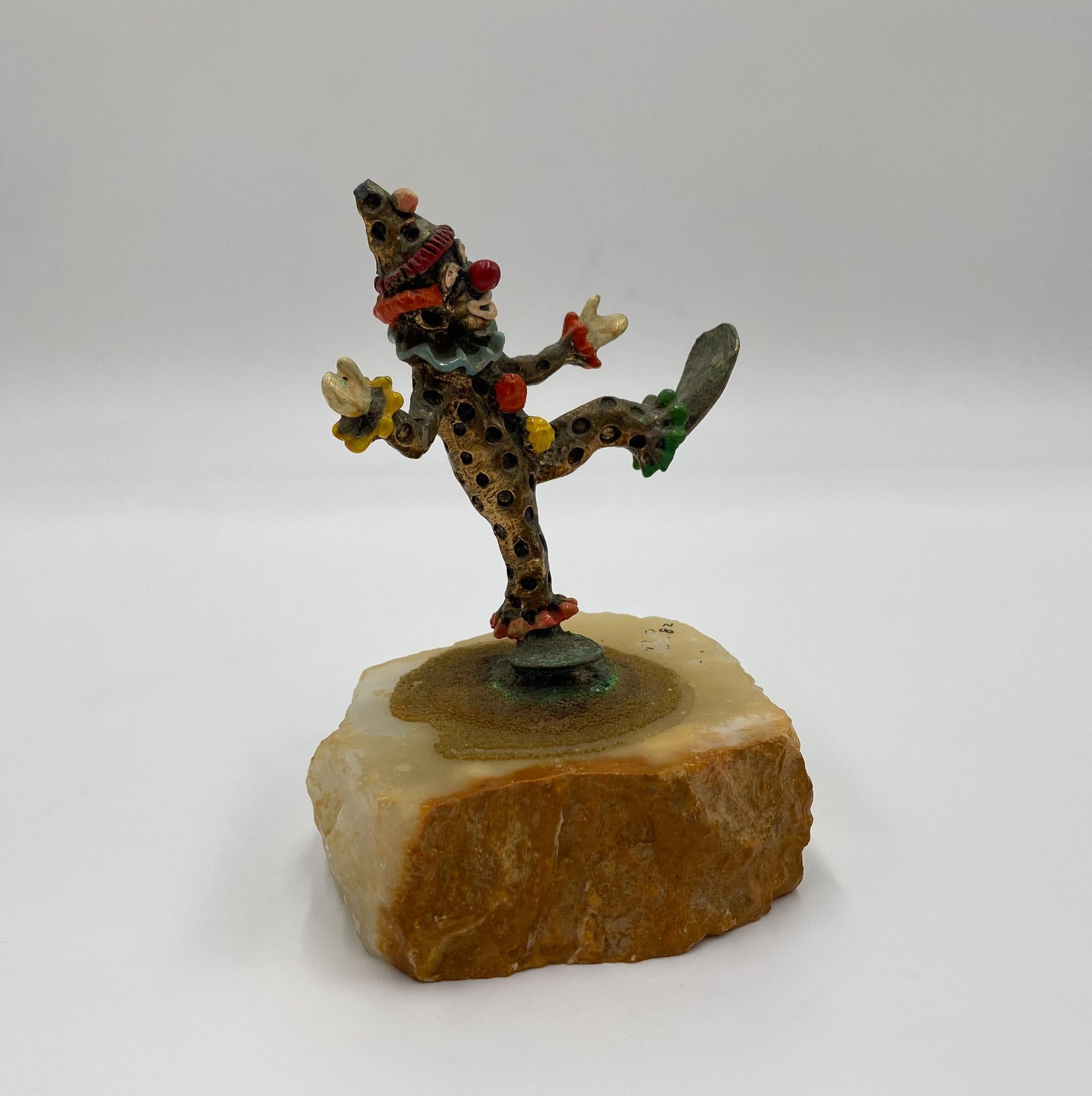 Mid-Century Modern Ron Lee Whimsical Bronze Clown Sculpture, USA, 1982 For Sale