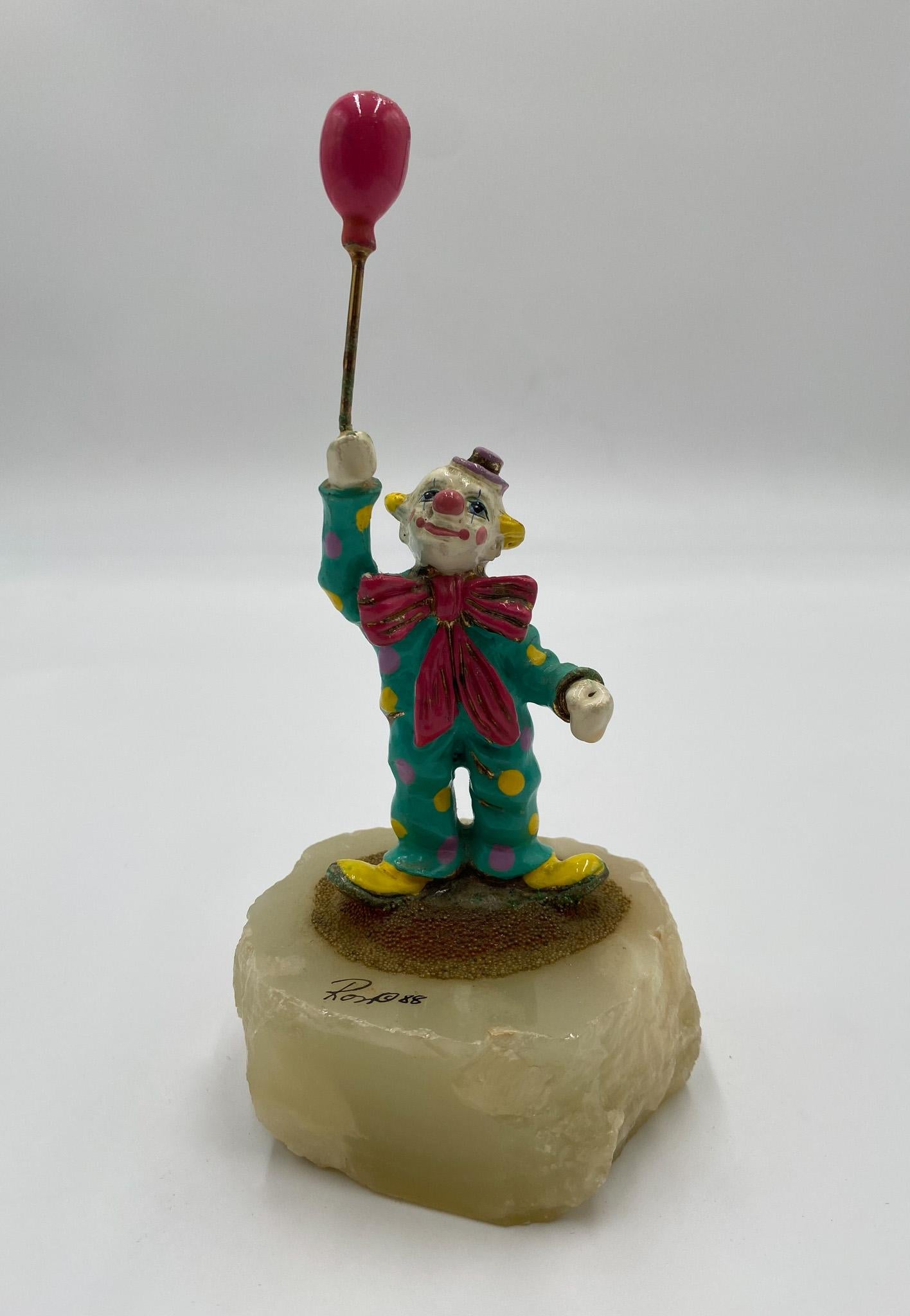 Mid-Century Modern Ron Lee Whimsical Bronze Clown Sculpture, USA, 1988 For Sale