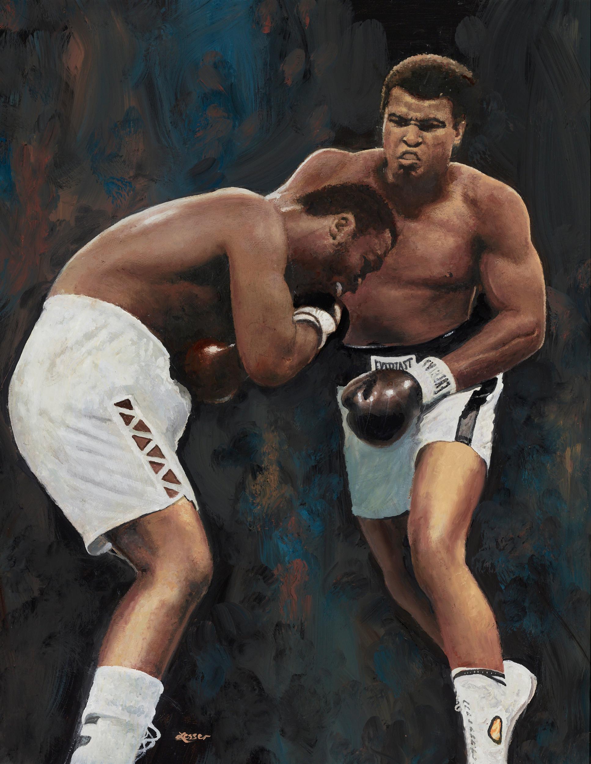 Ron Lesser Figurative Painting - Ali vs. Frazier