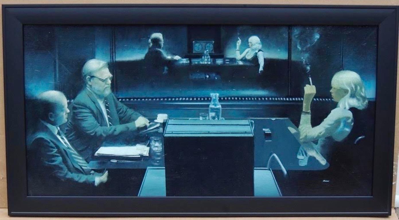 Atomic Blonde, Originalillustration für das Film Soundtrack- Album – Painting von Ron Lesser