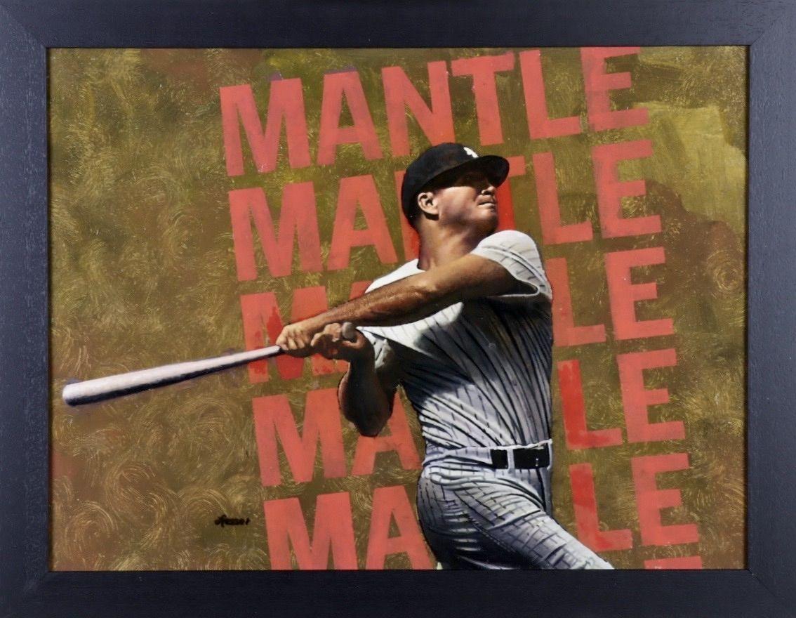 Mickey Mantle - Jugador de béisbol de los New York Yankees - Painting de Ron Lesser