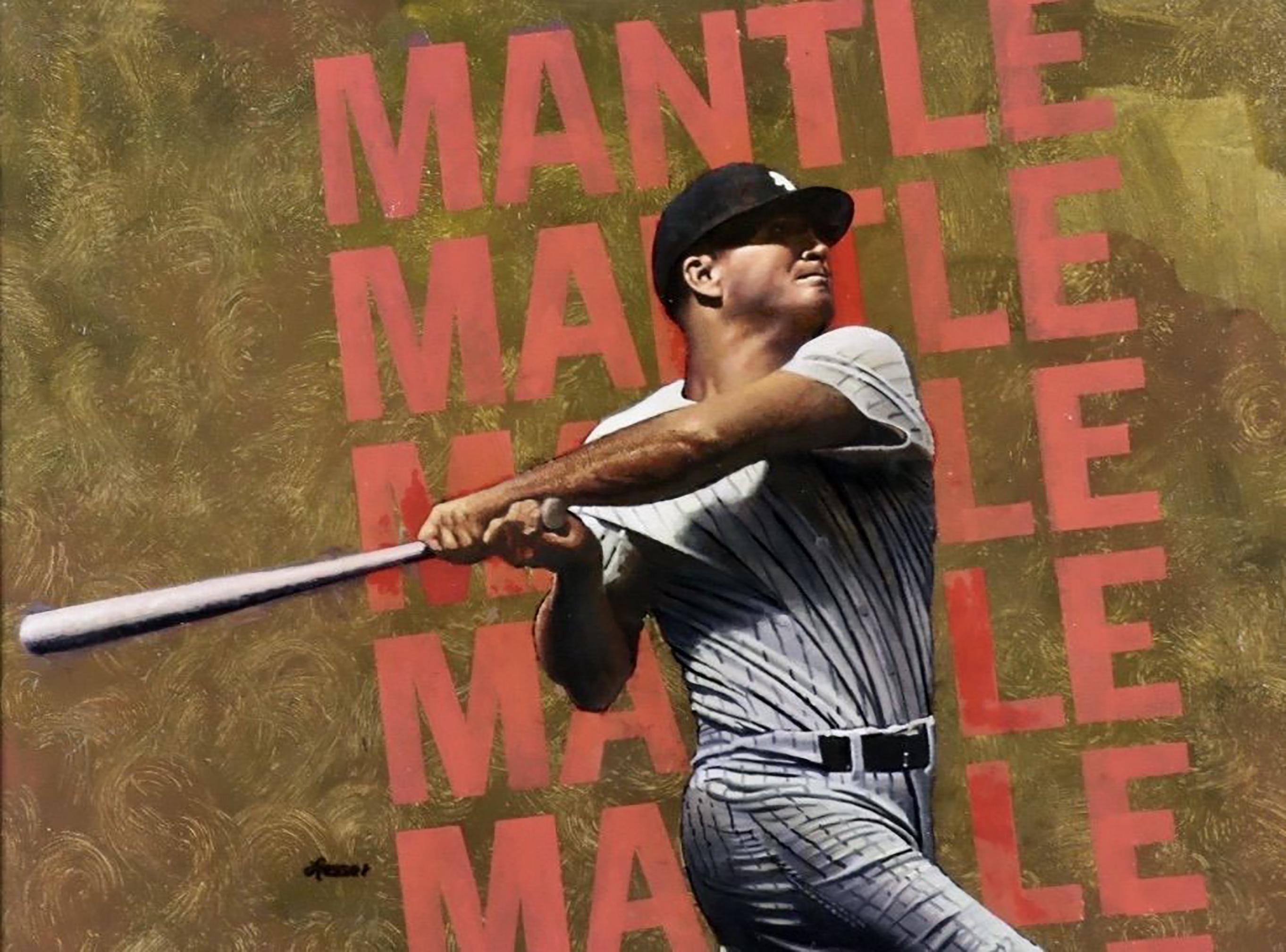 Ron Lesser Figurative Painting - Mickey Mantle