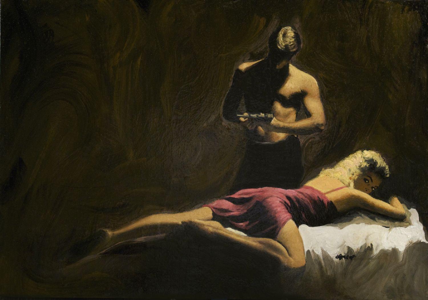 Ron Lesser Figurative Painting - The Wench is Dead
