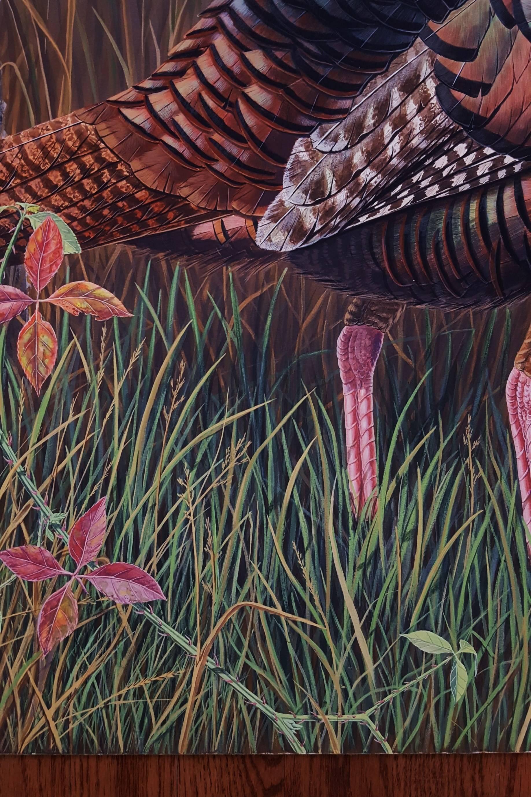Dindon sauvage de l'Est /// Ornithologie Oiseau Vie sauvage Peinture contemporaine Animaux - Noir Animal Painting par Ron Louque