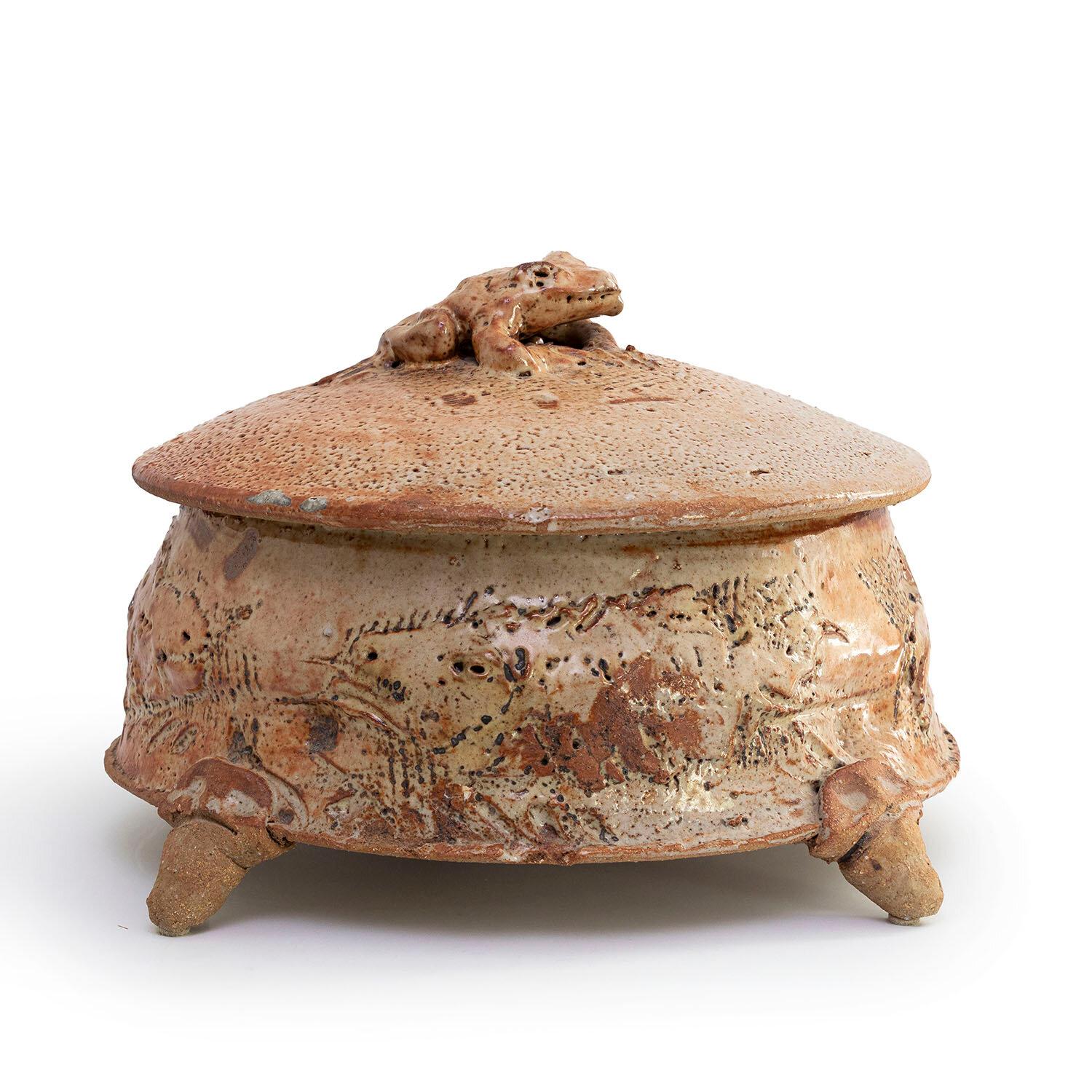 LARGE COVERED JAR WITH FROG AND FISH (INV# NP3026) by Ron Meyers 3