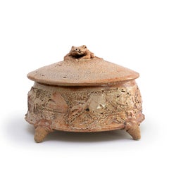 LARGE COVERED JAR WITH FROG AND FISH (INV# NP3026) by Ron Meyers