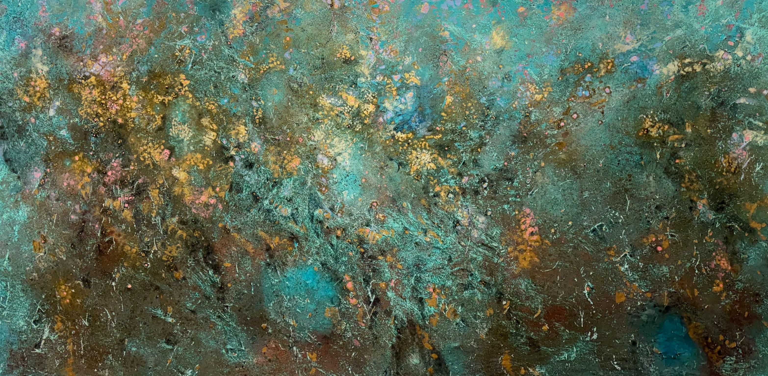 Attraversiamo I - Contemporary, abstract, mixed media, organic materials - Painting by Ron Mills-Pinyas