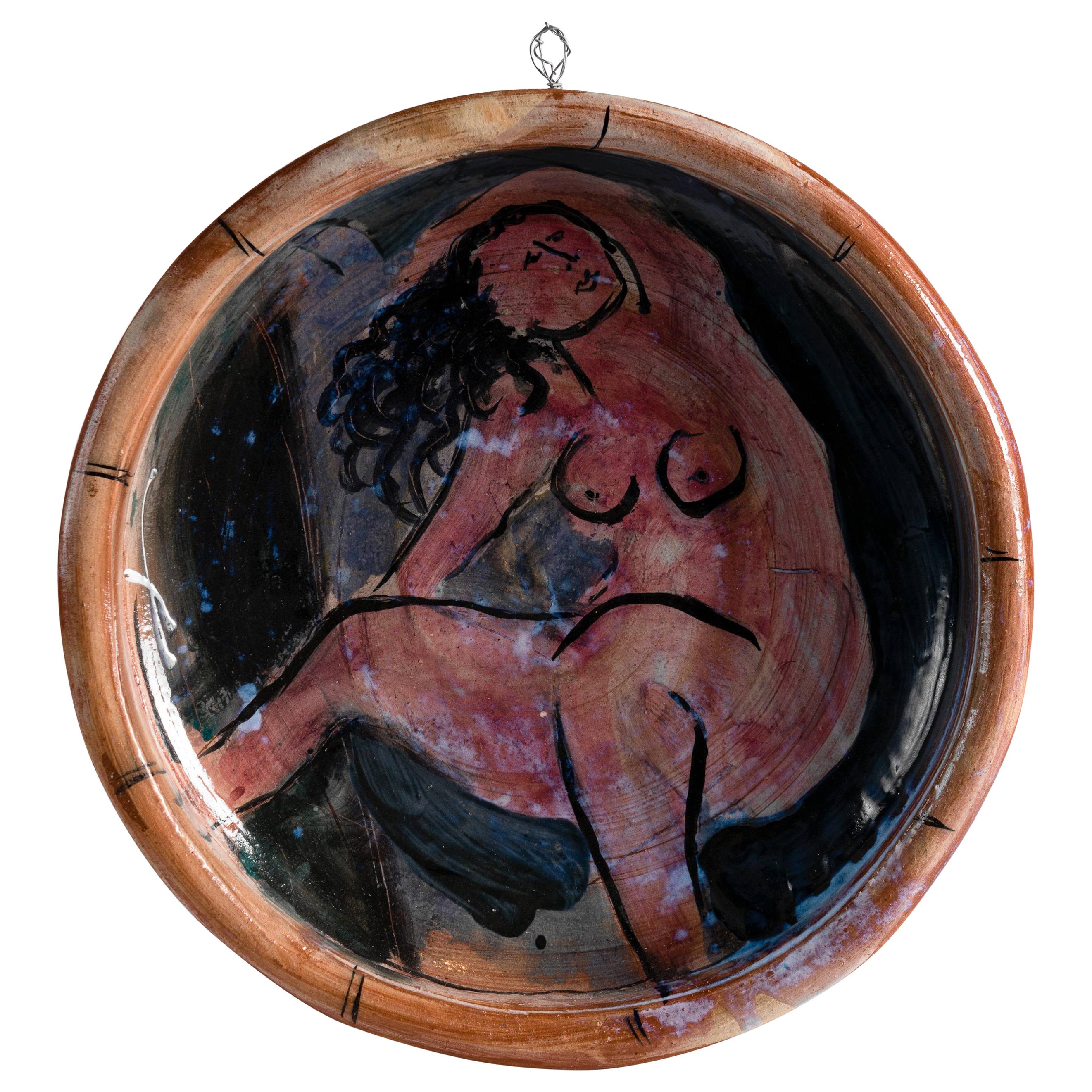 Ron Myers, Ceramic Charger Depicting a Reclining Nude, United States, circa 1980