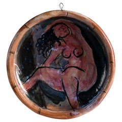 Ron Myers, Ceramic Charger Depicting a Reclining Nude, United States, circa 1980