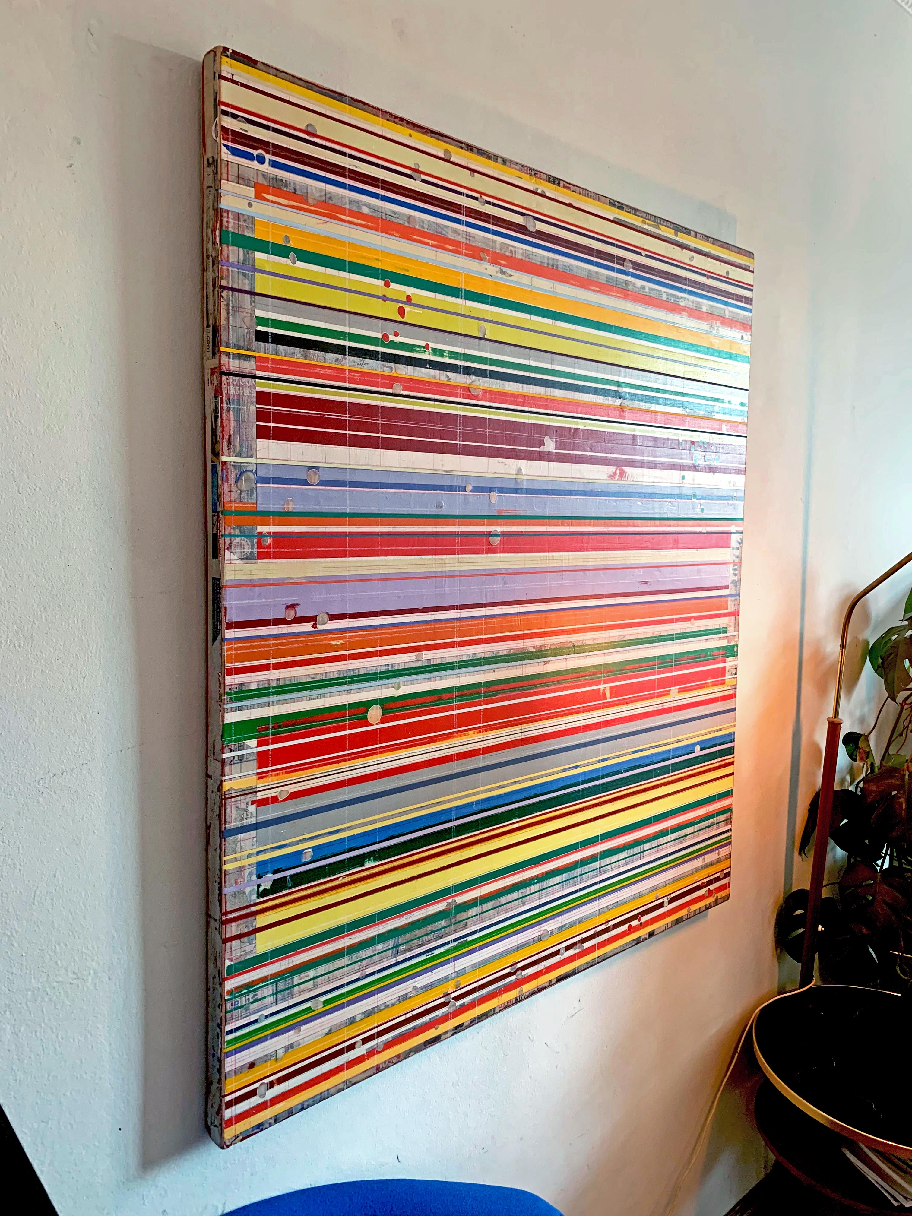 Les couches de Ron Piller - Peinture abstraite contemporaine colorée sur bois 9