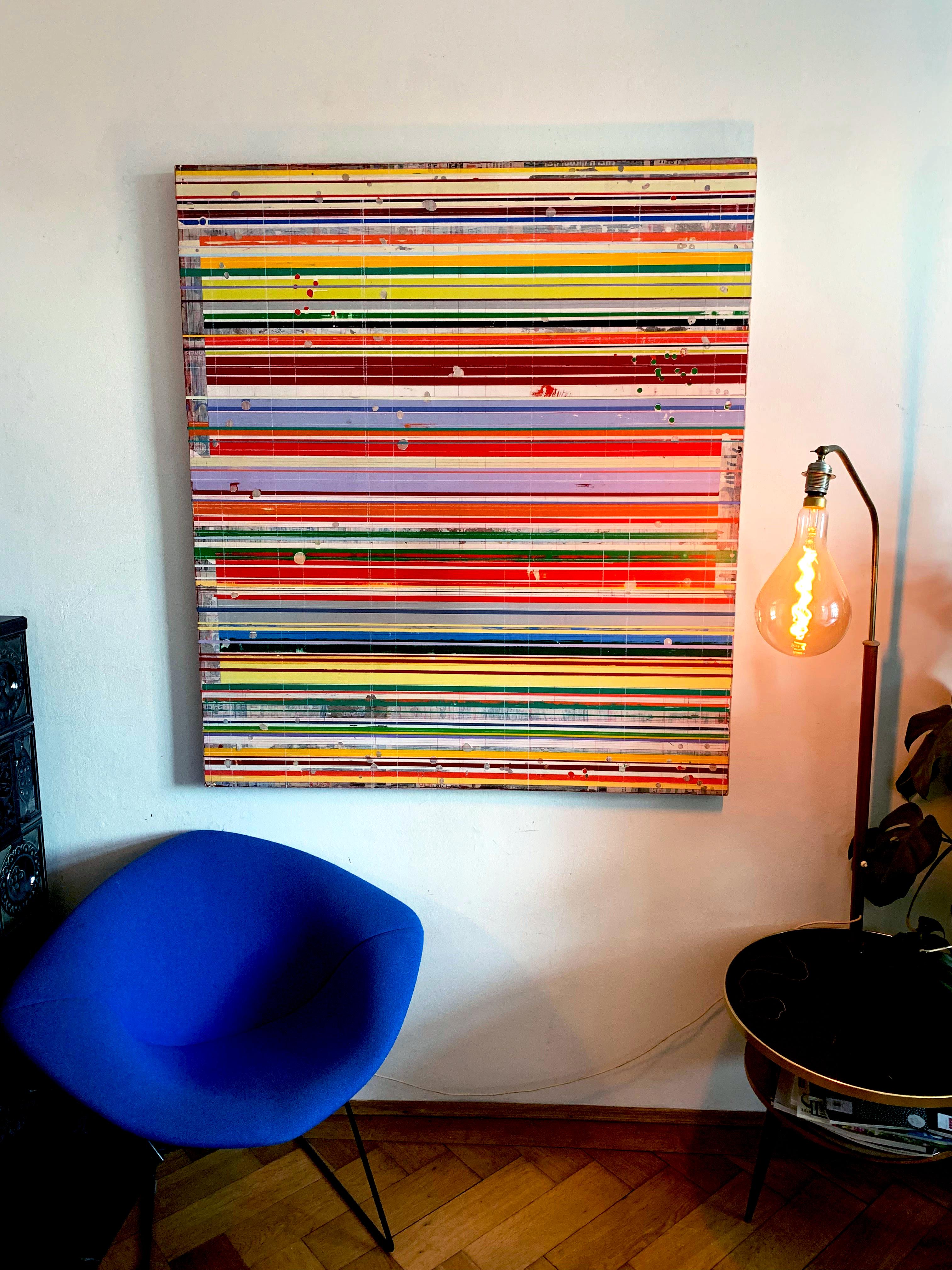 Les couches de Ron Piller - Peinture abstraite contemporaine colorée sur bois 10