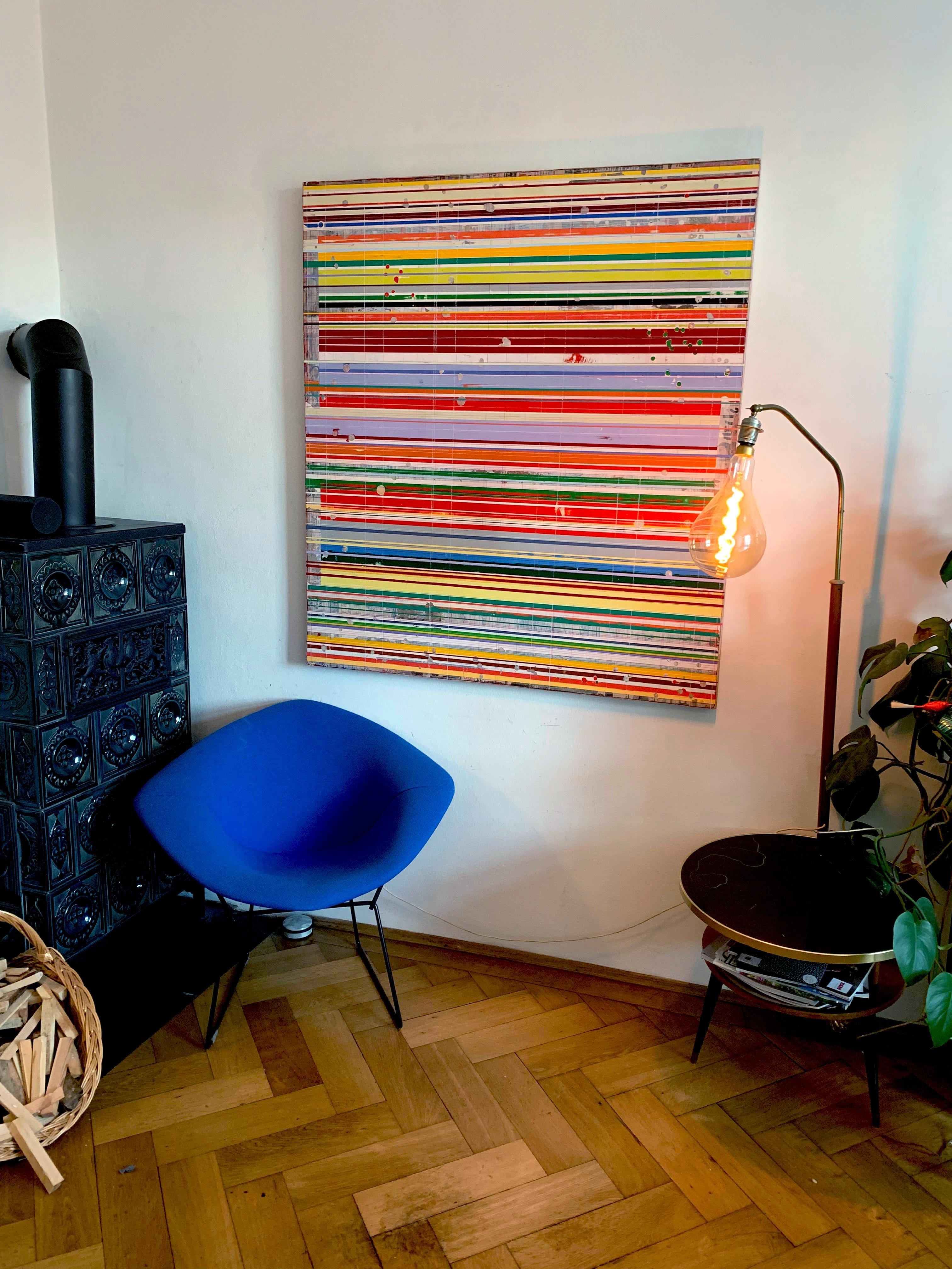 Les couches de Ron Piller - Peinture abstraite contemporaine colorée sur bois 1