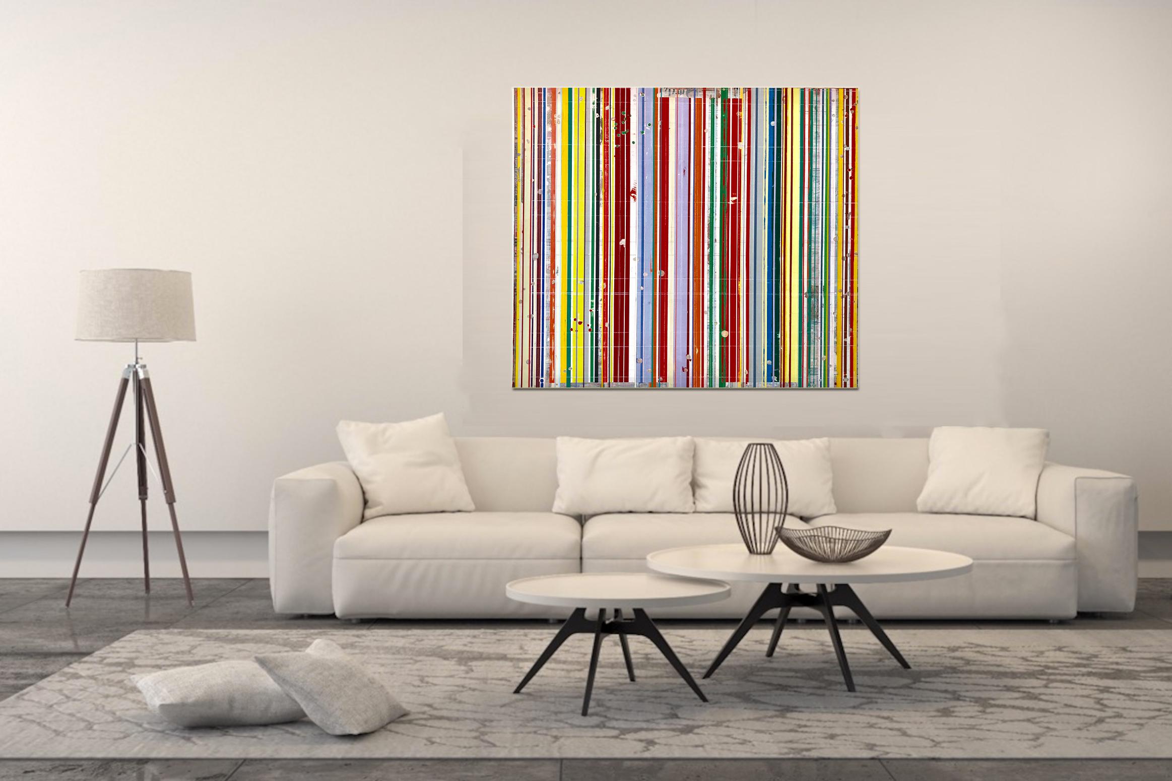 Layers by Ron Piller - Contemporary colorful Abstract painting on wood For Sale 2