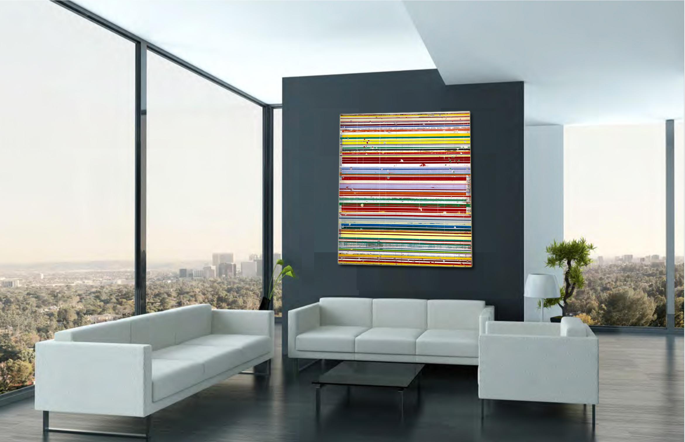 Layers by Ron Piller - Contemporary colorful Abstract painting on wood For Sale 4