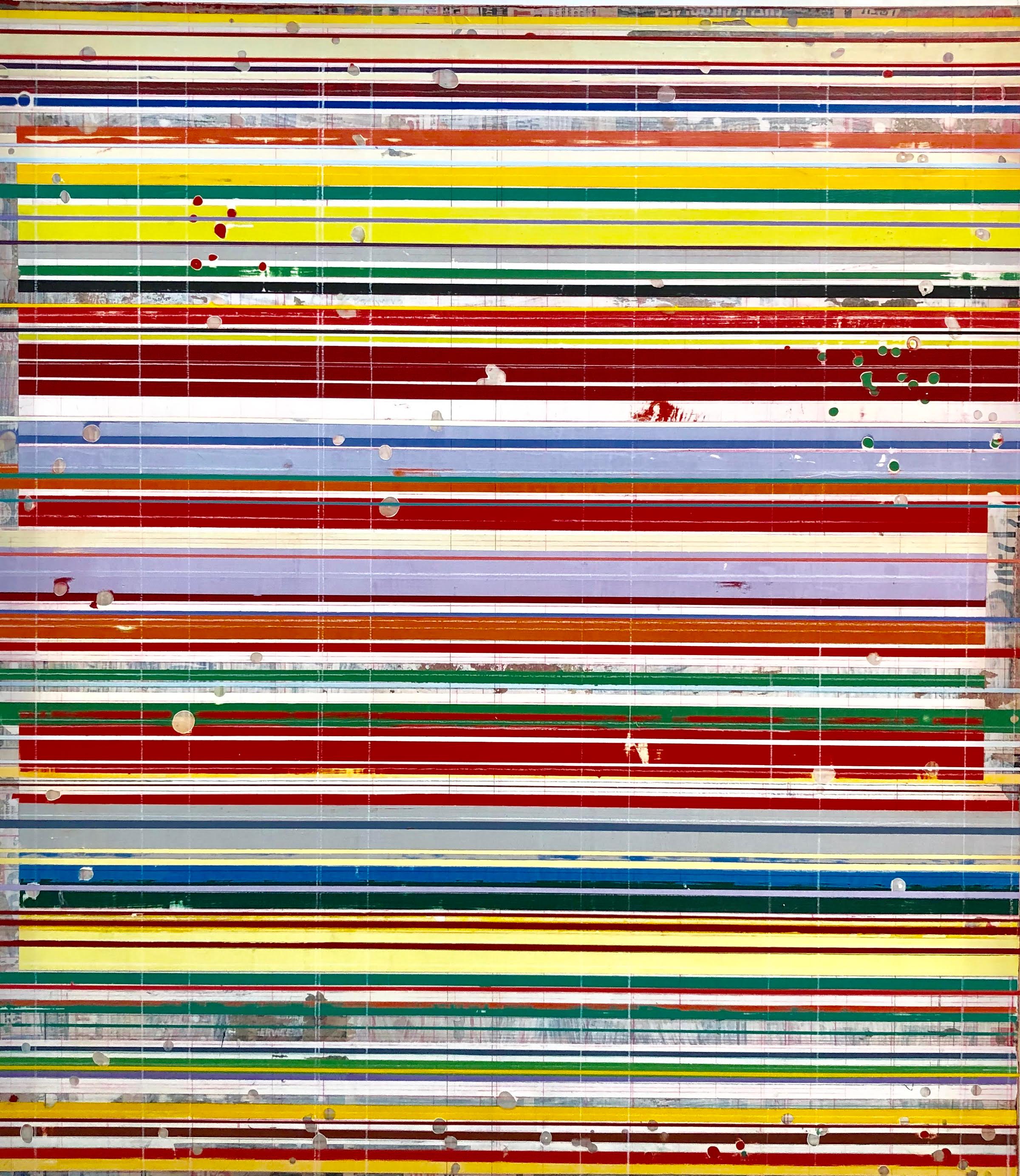 Layers by Ron Piller – Zeitgenössisches farbenfrohes abstraktes Gemälde auf Holz
